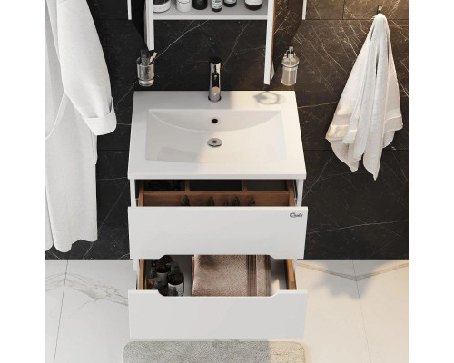 Заказать Тумба с раковиной белый глянец 60 см Onika Айленд 106114 + 1WH501606 в магазине сантехники Santeh-Crystal.ru