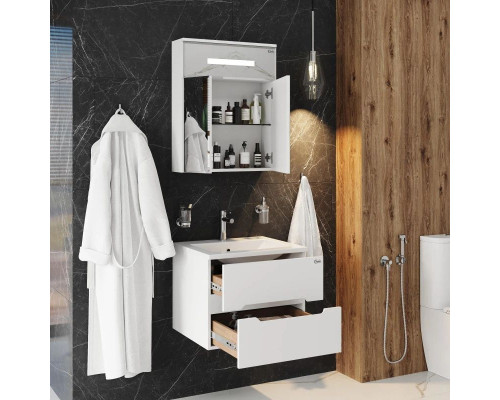 Заказать Тумба с раковиной белый глянец 60 см Onika Айленд 106114 + 1WH501606 в магазине сантехники Santeh-Crystal.ru