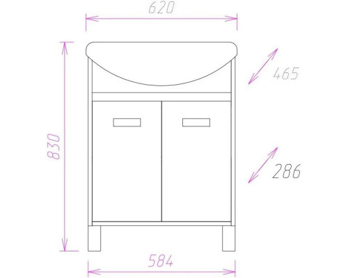 Купить Тумба с раковиной венге луизиана/ясень шимо светлый 62 см Onika Гамма 106080 + UM-ERI60/1 в магазине сантехники Santeh-Crystal.ru