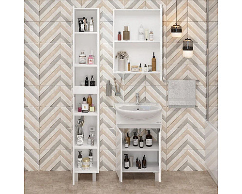 Заказать Комплект мебели белый глянец 55,5 см Onika Милтон 105559 + 4620008192765 + 205843 в магазине сантехники Santeh-Crystal.ru