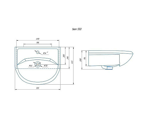 Заказать Комплект мебели белый глянец 55,5 см Onika Милтон 105559 + 4620008192765 + 205843 в магазине сантехники Santeh-Crystal.ru