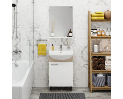 Купить Комплект мебели дуб сонома/белый матовый 52 см разборная Onika Эко 105209 + 1.3120.1.S00.11B.0 + 205210 в магазине сантехники Santeh-Crystal.ru