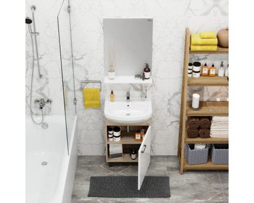 Купить Комплект мебели дуб сонома/белый матовый 52 см разборная Onika Эко 105209 + 1.3120.1.S00.11B.0 + 205210 в магазине сантехники Santeh-Crystal.ru