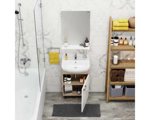 Приобрести Тумба с раковиной дуб сонома/белый матовый 52 см Onika Эко 105208 + 1.3120.1.S00.11B.0 в магазине сантехники Santeh-Crystal.ru