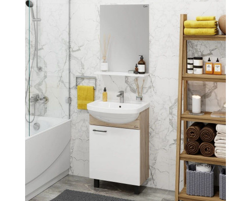 Приобрести Комплект мебели дуб сонома/белый матовый 52 см Onika Эко 105208 + 1.3120.1.S00.11B.0 + 205210 в магазине сантехники Santeh-Crystal.ru