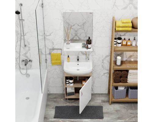 Купить Тумба с раковиной дуб сонома/белый матовый 52 см Onika Эко 105207 + 1.3120.1.S00.11B.0 в магазине сантехники Santeh-Crystal.ru