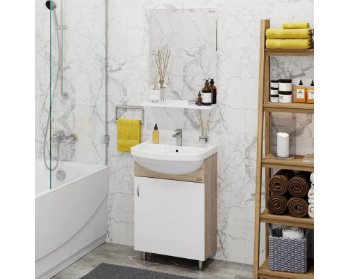 Купить Комплект мебели дуб сонома/белый матовый 52 см Onika Эко 105207 + 1.3120.1.S00.11B.0 + 205210 в магазине сантехники Santeh-Crystal.ru