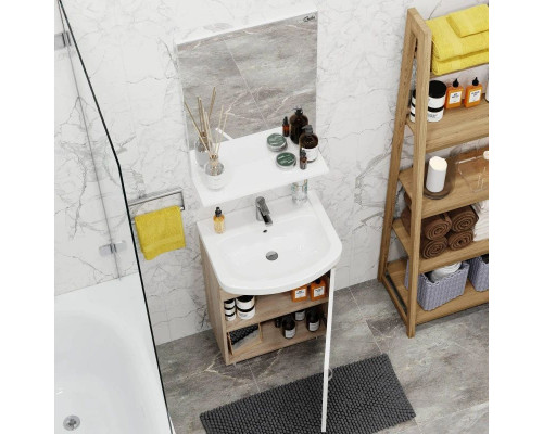 Купить Комплект мебели дуб сонома/белый матовый 52 см Onika Эко 105207 + 1.3120.1.S00.11B.0 + 205210 в магазине сантехники Santeh-Crystal.ru