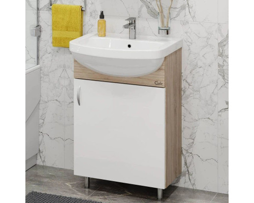 Купить Комплект мебели дуб сонома/белый матовый 52 см Onika Эко 105207 + 1.3120.1.S00.11B.0 + 205210 в магазине сантехники Santeh-Crystal.ru