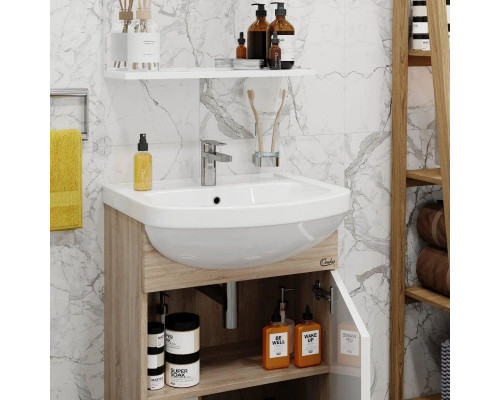 Купить Комплект мебели дуб сонома/белый матовый 52 см Onika Эко 105207 + 1.3120.1.S00.11B.0 + 205210 в магазине сантехники Santeh-Crystal.ru