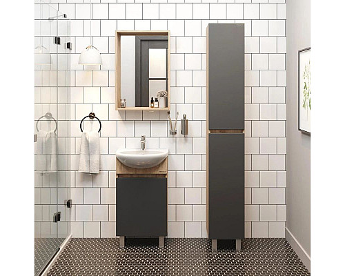 Заказать Комплект мебели дуб сонома/серый матовый 46 см Onika Милтон 104512 + 4620008192741 + 204803 в магазине сантехники Santeh-Crystal.ru