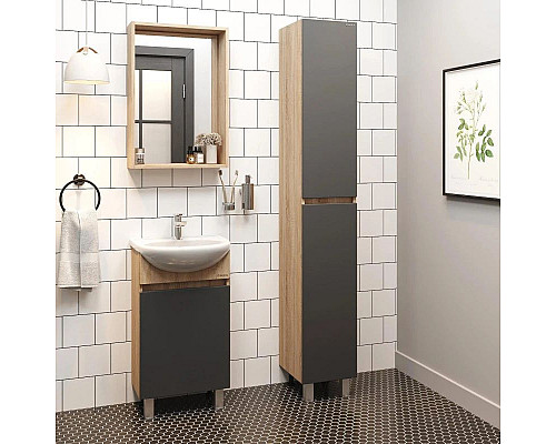 Заказать Комплект мебели дуб сонома/серый матовый 46 см Onika Милтон 104512 + 4620008192741 + 204803 в магазине сантехники Santeh-Crystal.ru