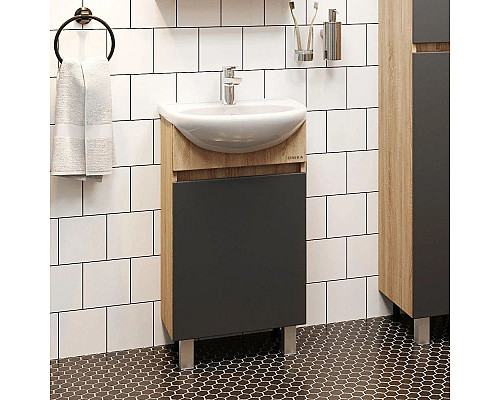 Заказать Комплект мебели дуб сонома/серый матовый 46 см Onika Милтон 104512 + 4620008192741 + 204803 в магазине сантехники Santeh-Crystal.ru