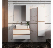 Комплект мебели светлый камень/белый глянец 80 см Onika Алеста 108054 + 680001 + 4640021064269 + 208095