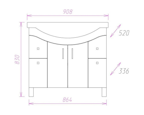Купить Тумба с раковиной белый глянец 90,8 см Onika Эльбрус 109016 + 1WH110790 в магазине сантехники Santeh-Crystal.ru