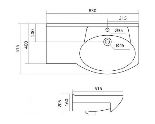 Заказать Тумба с раковиной белый глянец 83 см Onika Вальс 108209 + 1WH110225 в магазине сантехники Santeh-Crystal.ru