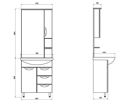 Купить Тумба с раковиной белый 71,5 см ASB-Mebel Мессина в магазине сантехники Santeh-Crystal.ru