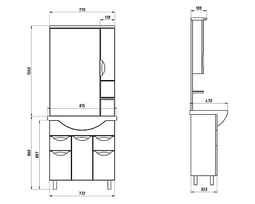 Купить Тумба с раковиной белый 80 см ASB-Mebel Мессина в магазине сантехники Santeh-Crystal.ru