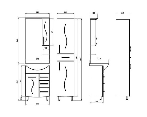 Купить Комплект мебели белый 61 см ASB-Mebel Грета в магазине сантехники Santeh-Crystal.ru