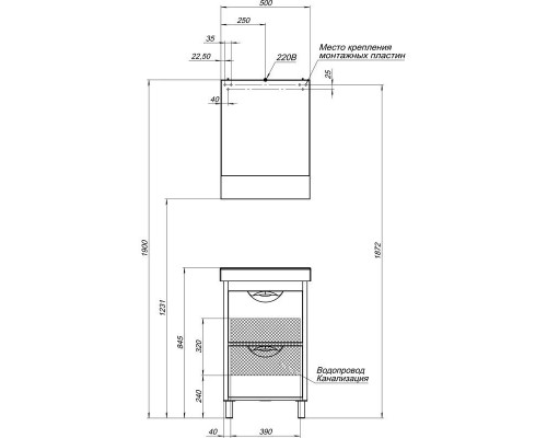 Купить Тумба белый/венге 47 см Aquanet Гретта 00171587 в магазине сантехники Santeh-Crystal.ru