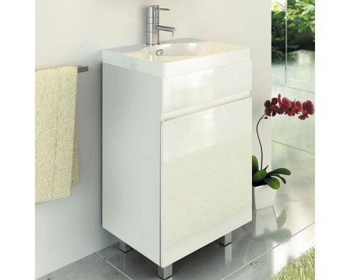 Заказать Тумба с раковиной белый глянец 49,5 см Comforty Астра 00003118245 в магазине сантехники Santeh-Crystal.ru