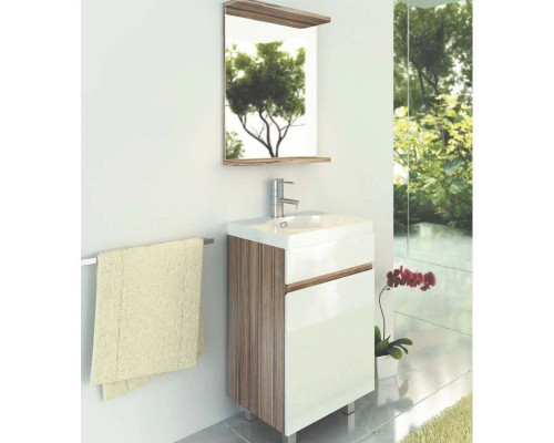 Купить Тумба с раковиной белый глянец/эбони светлый 49,5 см Comforty Астра 00003118246 в магазине сантехники Santeh-Crystal.ru