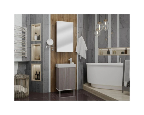 Заказать Тумба белый глянец/дуб навара 44,7 см Акватон Эмма 1A221601EAD80 в магазине сантехники Santeh-Crystal.ru