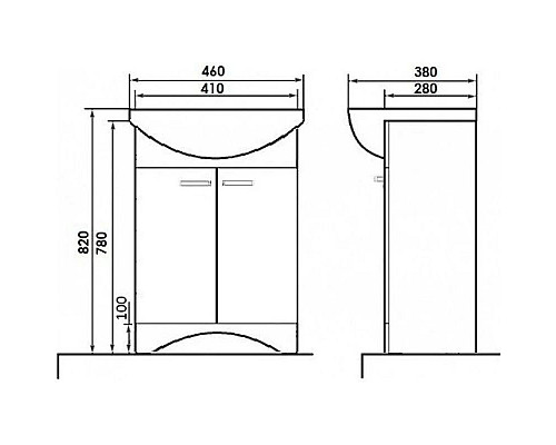 Купить Тумба с раковиной белый глянец 46 см Orange Сити Si-45TU+RA в магазине сантехники Santeh-Crystal.ru