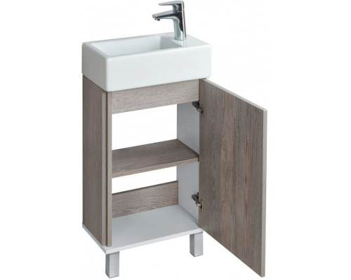 Приобрести Тумба с раковиной белый глянец/дуб навара 46 см Акватон Эмма 1A2216K1EAD80 в магазине сантехники Santeh-Crystal.ru