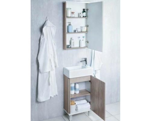 Приобрести Тумба с раковиной белый глянец/дуб навара 46 см Акватон Эмма 1A2216K1EAD80 в магазине сантехники Santeh-Crystal.ru