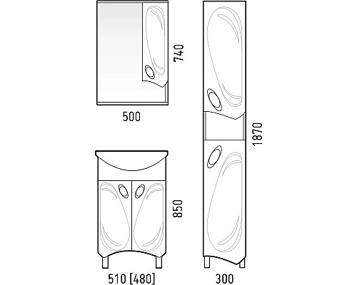 Заказать Тумба с раковиной белый глянец 51 см Corozo Лидер SETSD-00000318/SD-00000371 в магазине сантехники Santeh-Crystal.ru