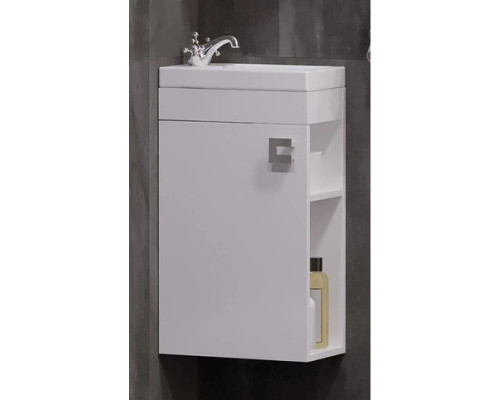 Приобрести Тумба с раковиной белый глянец/белый матовый 40,5 см Corozo Комо SET/SD-00000317/UM-COM40/1 в магазине сантехники Santeh-Crystal.ru