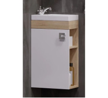 Тумба с раковиной белый глянец/дуб сонома 40 см Corozo Комо SETSD-00000352/UM-COM40/1