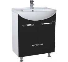 Тумба с раковиной черный глянец/белый глянец 55 см Bellezza Альфа 4638808070046 + 4607152360660