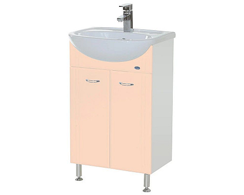 Купить Тумба с раковиной бежевый глянец/белый глянец 51 см Bellezza Уют 4635006240073 + 4620008192758 в магазине сантехники Santeh-Crystal.ru