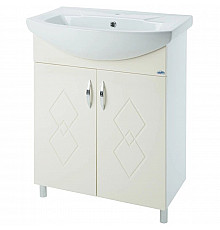 Тумба с раковиной бежевый глянец/белый глянец 50 см Bellezza Элеганс 4638606240078 + 4620008195766