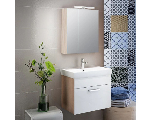 Заказать Тумба с раковиной белый глянец/дерево 50 см IDDIS Mirro MIR50W0i95K в магазине сантехники Santeh-Crystal.ru