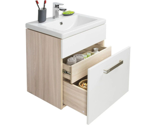 Заказать Тумба с раковиной белый глянец/дерево 50 см IDDIS Mirro MIR50W0i95K в магазине сантехники Santeh-Crystal.ru