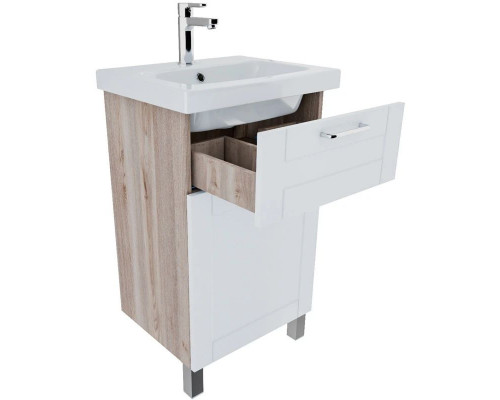 Приобрести Тумба с раковиной белый глянец/дерево 50,5 см IDDIS Sena New NSE50W1i95K в магазине сантехники Santeh-Crystal.ru
