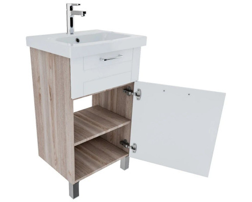 Приобрести Тумба с раковиной белый глянец/дерево 50,5 см IDDIS Sena New NSE50W1i95K в магазине сантехники Santeh-Crystal.ru