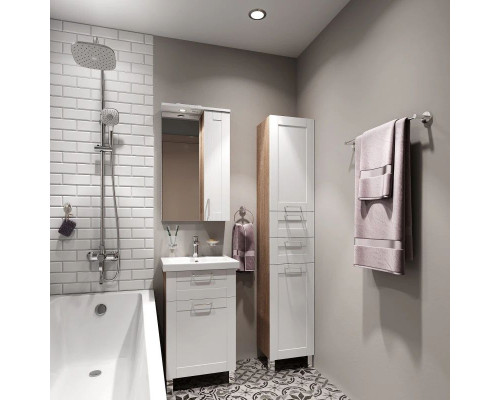 Приобрести Тумба с раковиной белый глянец/дерево 50,5 см IDDIS Sena New NSE50W1i95K в магазине сантехники Santeh-Crystal.ru