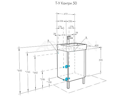 Заказать Тумба дуб верона/белый глянец 47,2 см Акватон Кантри 1A257801AHB20 в магазине сантехники Santeh-Crystal.ru