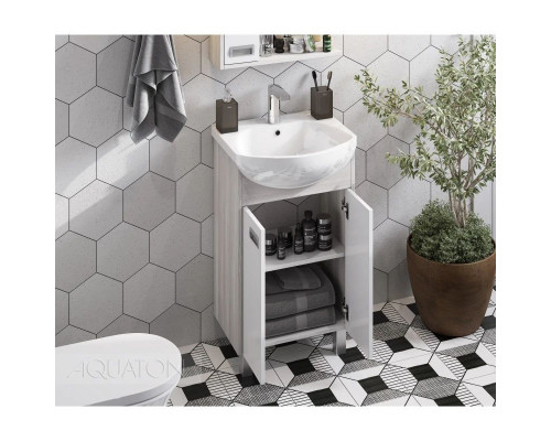 Купить Тумба с раковиной белый глянец/дуб сомерсет 50,5 см Акватон Бекка 1A2108K1BAC20 в магазине сантехники Santeh-Crystal.ru