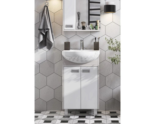 Купить Тумба с раковиной белый глянец/дуб сомерсет 50,5 см Акватон Бекка 1A2108K1BAC20 в магазине сантехники Santeh-Crystal.ru