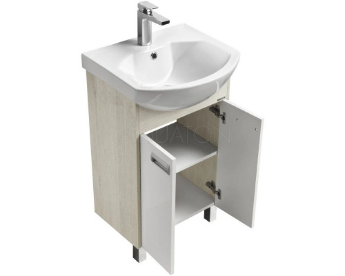 Купить Тумба с раковиной белый глянец/дуб сомерсет 50,5 см Акватон Бекка 1A2108K1BAC20 в магазине сантехники Santeh-Crystal.ru
