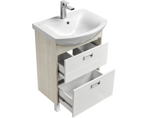 Приобрести Тумба белый глянец/дуб сомерсет 54,8 см Акватон Бекка 1A196601BAC20 в магазине сантехники Santeh-Crystal.ru