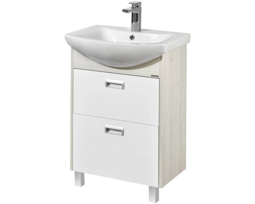 Приобрести Тумба белый глянец/дуб сомерсет 54,8 см Акватон Бекка 1A196601BAC20 в магазине сантехники Santeh-Crystal.ru