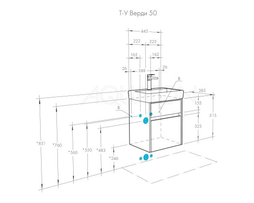 Приобрести Тумба белый глянец/ясень фабрик 44,5 см Акватон Верди 1A195901VDAV0 в магазине сантехники Santeh-Crystal.ru