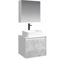 Комплект мебели белый глянец/ бетон светлый 61 см Aqwella 5 Stars Mobi MOB0106W + MOB0706BS + 4640021064269 + MOB0406 + MOB0717W