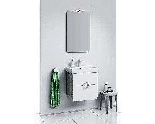 Приобрести Тумба с раковиной белый матовый/дуб седой 55 см Aqwella Alicante Alic.01.05/Gray + 30969 в магазине сантехники Santeh-Crystal.ru